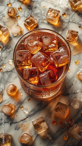 Top View of Whisky with Ice