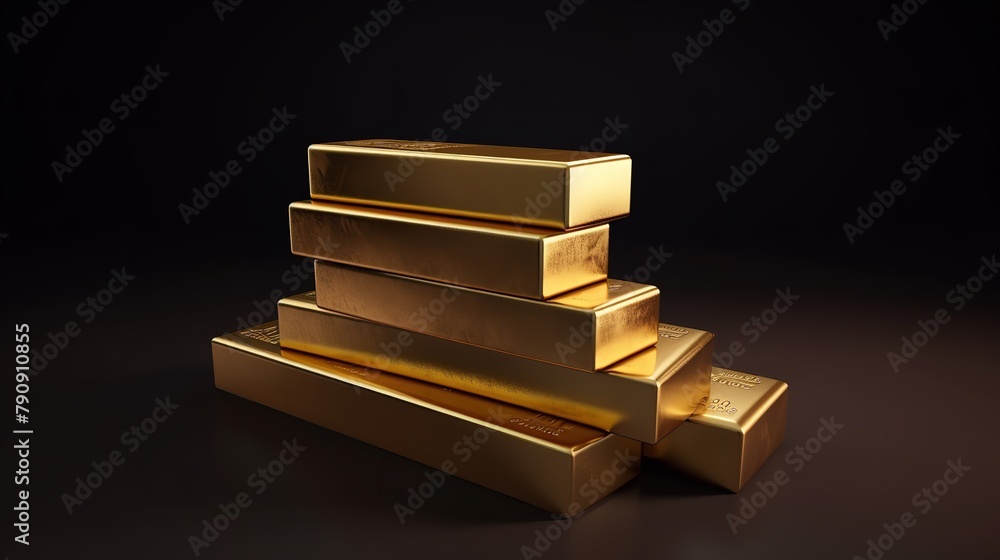 Stacks of Pure Gold Bullion Bars on Dark Background
Stacks of Pure Gold Bullion Bars on Dark Background