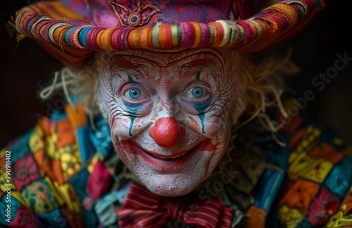 Man in tech infused clown attire, blending tradition with modernity in a unique costume