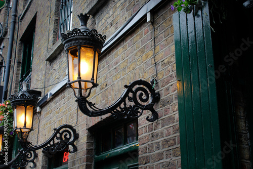 Lamp fixture on a pub in Temple Bar, Dublin, Ireland. 