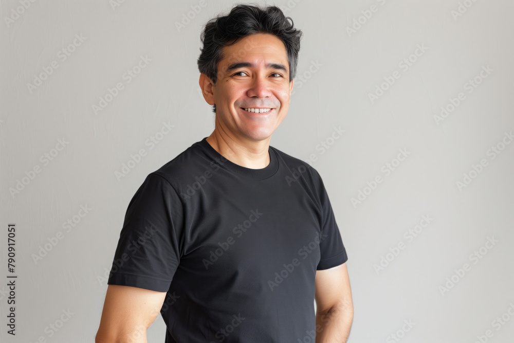 Black T-Shirt Mockup, Studio Shot, Male Model, Generative AI Black T-Shirt Mockup, Studio Shot, Male Model, Generative AI