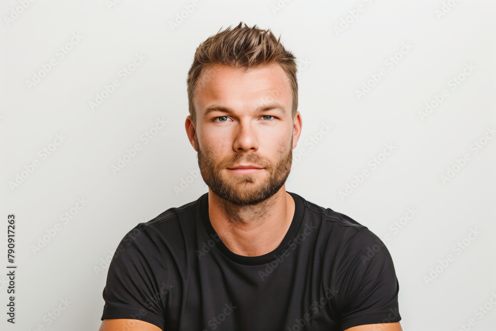 Black T-Shirt Mockup, Studio Shot, Male Model, Generative AI Black T-Shirt Mockup, Studio Shot, Male Model, Generative AI