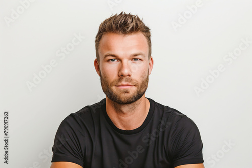 Black T-Shirt Mockup, Studio Shot, Male Model, Generative AI