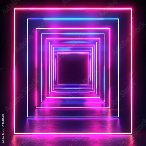 Abstract neon light geometric background. 