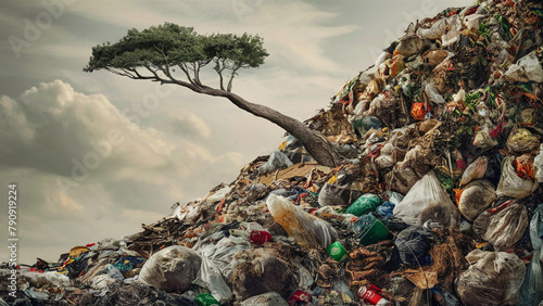 Environmental protection concept. Environmental pollution, a mountain of garbage.
