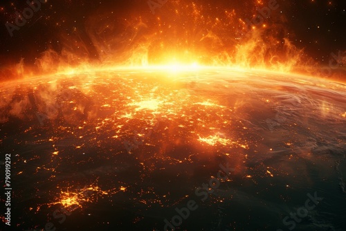 A surreal explosion of light in sun, science fiction galaxy
