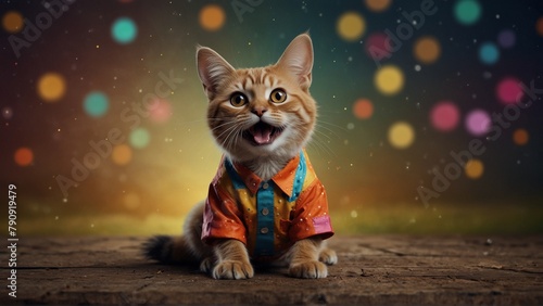 A beautiful cat, cat wearing clothes, cat with beautiful background, sweet cat, funny cat