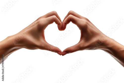Two hands clinking and forming a heart symbol in the air. Isolated on transparent background  png file.