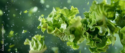 Flying lettuce mid-air capture photo