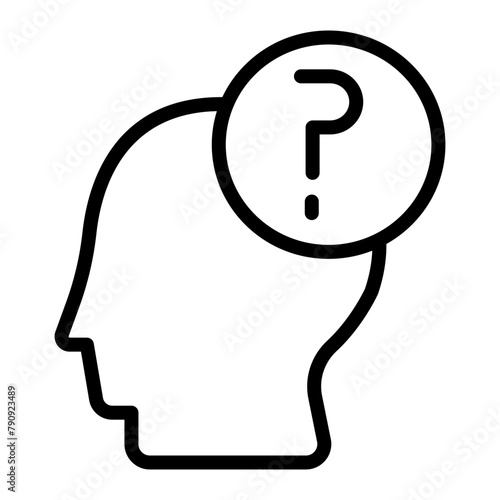 Thinking Vector Line Icon Design