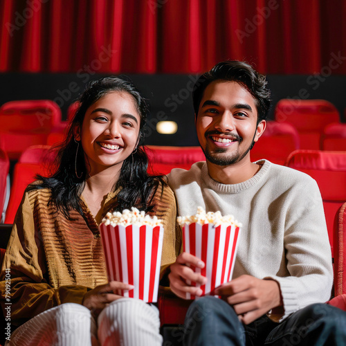 couple watching movie together at theater