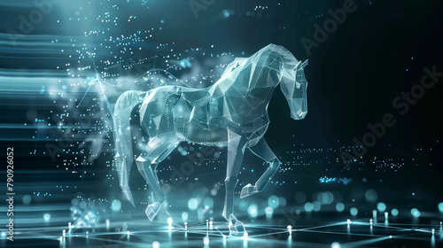 digital horse. Artificial intelligence concept. virtual reality © wernerimages