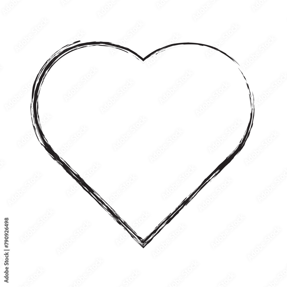 Heart contour vector. Black hand drawn love icon isolated. Paint brush stroke heart icon. eps10 Heart contour vector. Black hand drawn love icon isolated. Paint brush stroke heart icon. eps10