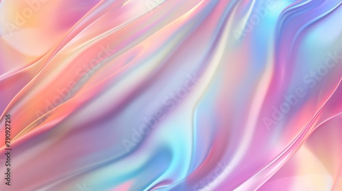 Rainbow abstract smooth holographic background with pearlescent gradient, texture with foil metallic effect in pastel colors