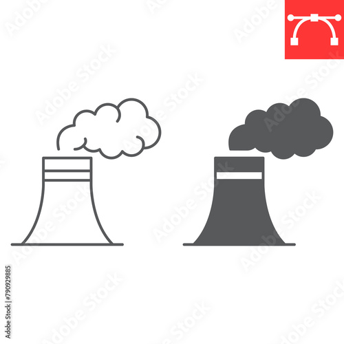 Pollution line and glyph icon, ecology and ecosystem, chemical smog vector icon, vector graphics, editable stroke outline sign, eps 10.