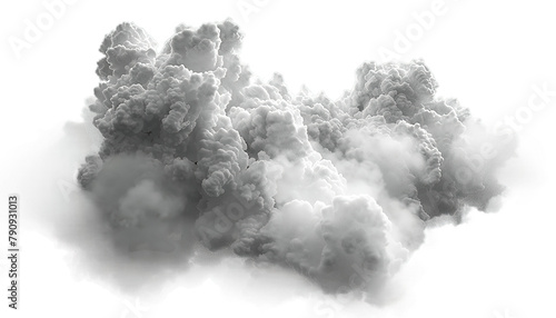 Dynamic special effect 3D rendering on transparent background wonder clouds monochrome weather. Atmospheric phenomena, nature, foggy or cloudy