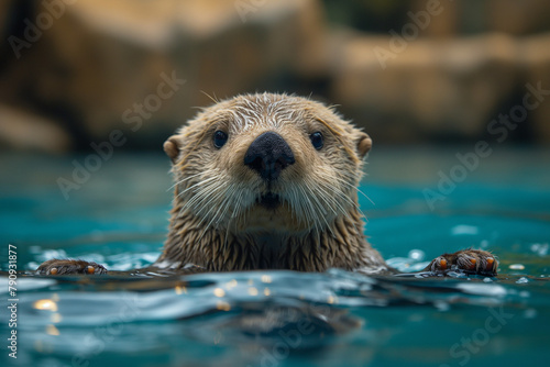 close up of a otter