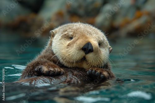 otter in the water © Gau