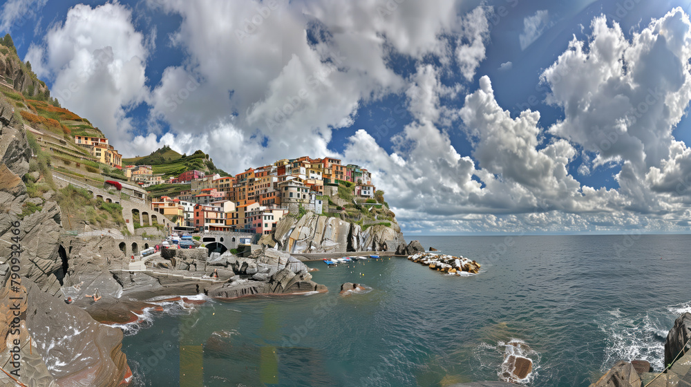 Naklejka premium Chinque Terra, Italy, Generative AI