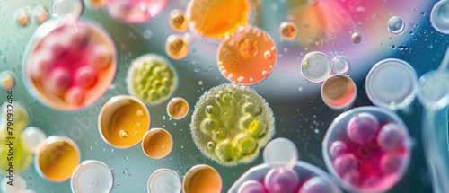 Colorful Fungal Spores in Petri Dish: Hyper-Realistic Microbial Diversity Close-Up