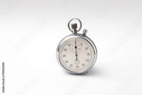 Mechanical stopwatch on white background