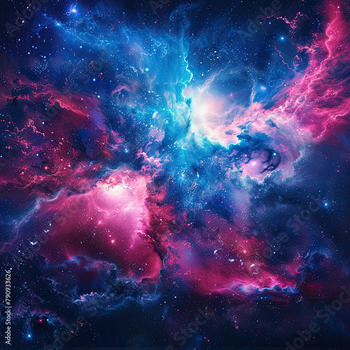 Radiant Cosmos A Symphony in Pink and Blue © Digital