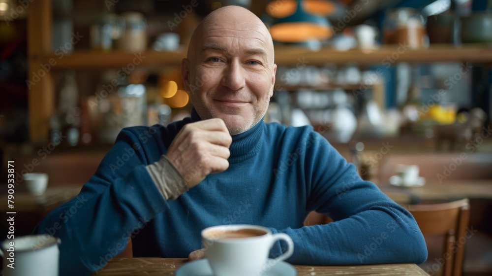 A Smiling Man with Coffee A Smiling Man with Coffee