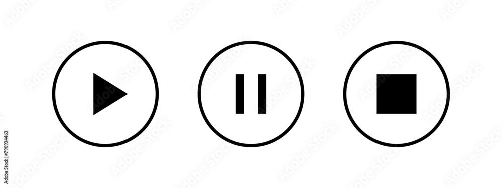 Media player button icons set. Pause, rewind, back, forward icon. Ui elements. Music Video player control buttons. Vector illustration. Media player button icons set. Pause, rewind, back, forward icon. Ui elements. Music Video player control buttons. Vector illustration.