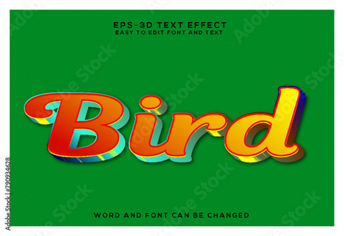 Bird editable 3d text effect