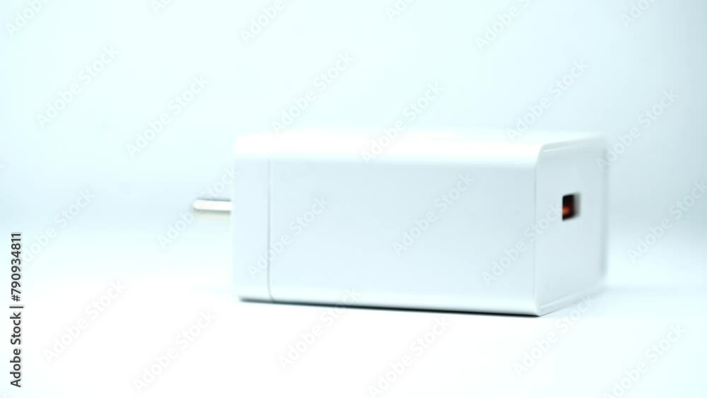 360 degree view of smartphone charger isolated on white background. 360 degree view of smartphone charger isolated on white background.