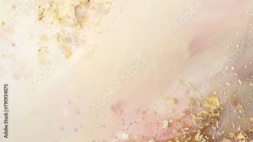 watercolor abstract background in beige pink tones with gold splashes, background for holidays or wedding invitations