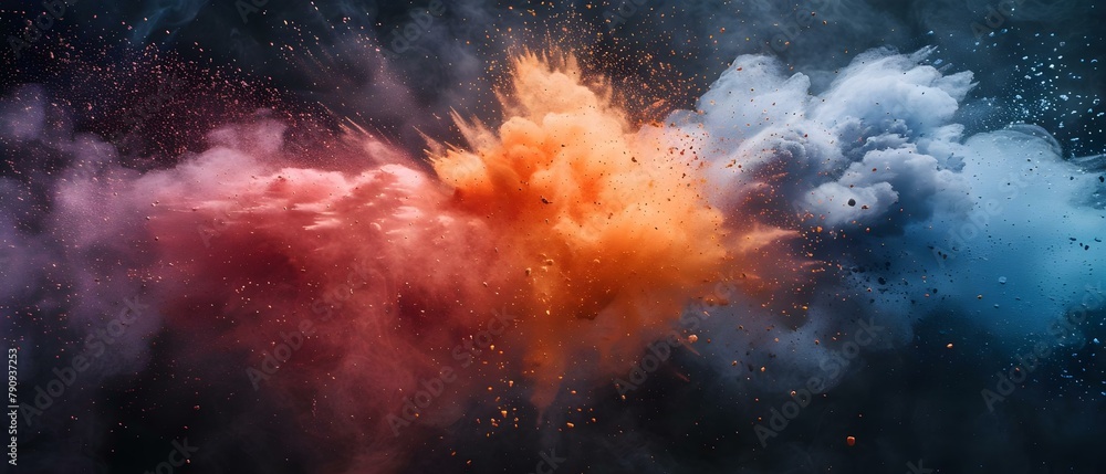Vibrant Holi Explosion: A Minimalist Symphony of Colors. Concept Minimalist Photoshoot, Colorful Hues, Creative Compositions, Artistic Expressions, Joyful Moments - obrazy, fototapety, plakaty 