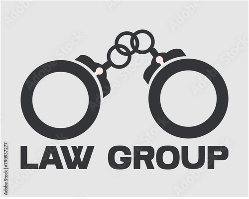 Set of black crime handcuffs icons, illustration.