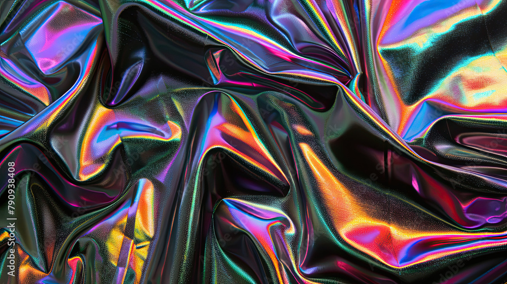 Glossy iridescent cloth. Isolated on black background Glossy iridescent cloth. Isolated on black background