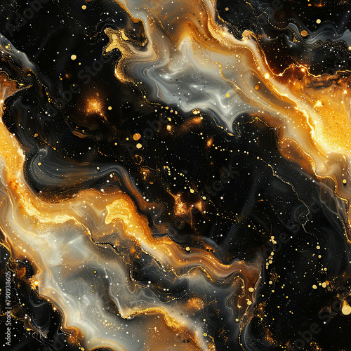 Abstract Marble Golden Galaxy