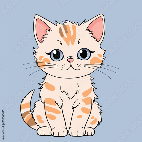 Cute kitten hand drawn cartoon vector illustration, sketch