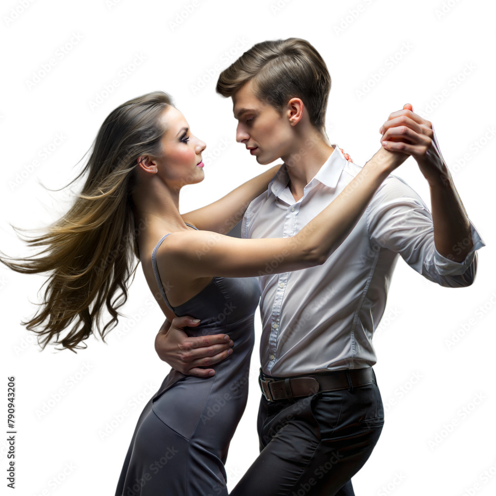 Elegant couple dancing tango on a transparent background Elegant couple dancing tango on a transparent background
