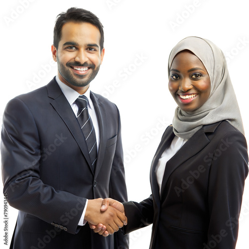 Professional business colleagues handshake on transparent background