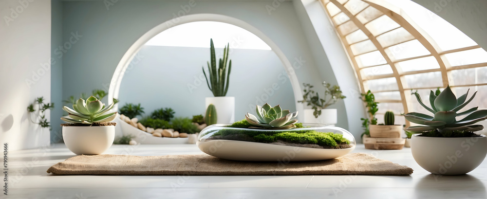 Serene Creative Studio Space with Skylights and Sculptural Succulent Display in Realistic Nature Interior Design Serene Creative Studio Space with Skylights and Sculptural Succulent Display in Realistic Nature Interior Design