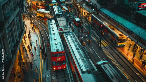 A congested city street with cars bumper-to-bumper in traffic, pedestrians navigating crowded sidewalks, and street vendors selling their wares, depicting the chaotic yet vibrant energy of urban life.