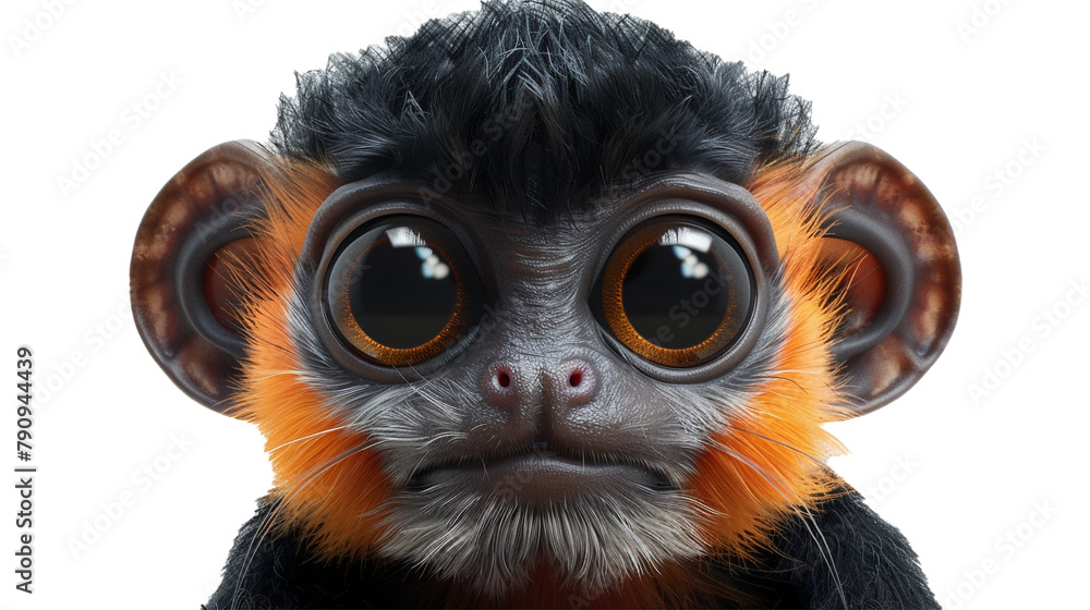 a cute Tamarin monkey with large eyes and a curious expression, isolated on transparent background, png file