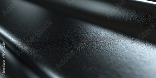 Luxurious abstract black background. Panoramic fluid wave curve banner with a dark backdrop design. Wave pattern. Black curves. Dark. Flow. Eco-leather. Pleather. Empty copy space for promotion.