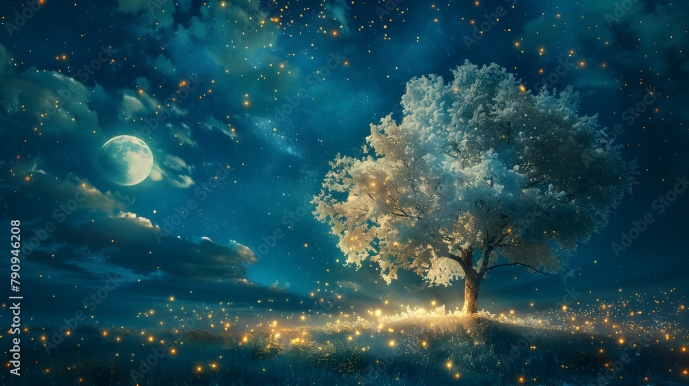 Enchanted Moonlit Forest with Glowing Fireflies Serene Landscape for Meditation and Relaxation Enchanted Moonlit Forest with Glowing Fireflies Serene Landscape for Meditation and Relaxation