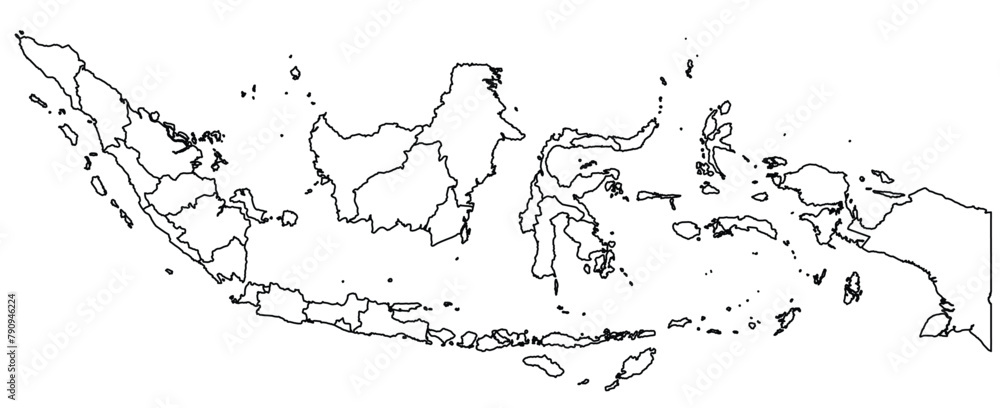 Obraz premium Outline of the map of Indonesia with regions