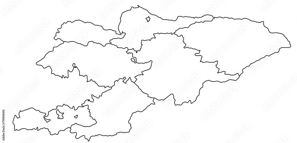 Outline of the map of Kyrgyzstan with regions