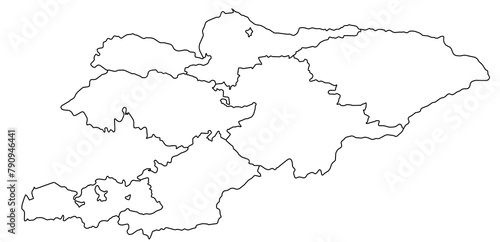 Outline of the map of Kyrgyzstan with regions