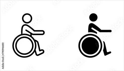 Disabled vector icon set, wheelchair symbol. Modern, simple flat vector illustration on white background