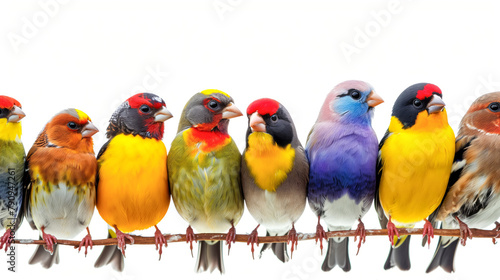 Aves coloridas num galho  photo