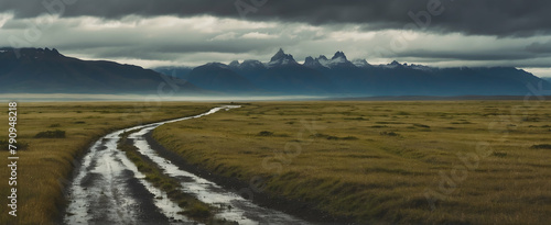 Dynamic Patagonian Rain Dance: Capturing the Vivid Rain Ritual in the Patagonian Plains photo