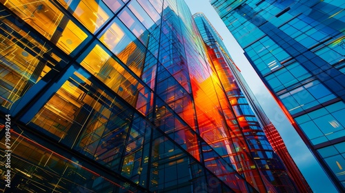A dynamic shot of a high-rise building with illuminated glass facades, reflecting the vibrant energy and sophistication of urban life.
